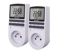 Awootsv Toma programable digital temporizador digital diario/semanal, programador, toma eléctrica con pantalla LCD y modo aleatorio(2 paquetes)