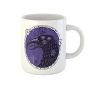 Awowee Taza de café Allan Mystical Three Eyed Raven Secret Writing Edgar Poe, taza de té de cerámica de 325 ml, el mejor regalo o recuerdo para familiares, amigos, compañeros de trabajo