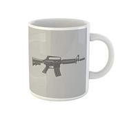 Awowee Taza de café Ar15 Black and Assault Rifle Arms Army Automatic taza de té de cerámica de 325 ml, el mejor regalo o recuerdo para familiares, amigos, compañeros de trabajo