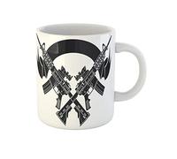 Awowee Taza de café Ar15 con diseño de rifles de asalto cruzados sobre pistola Carabina Shield Tactical de 325 ml, taza de té de cerámica, el mejor regalo o recuerdo para familiares, amigos