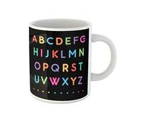 Awowee Taza de café azul colorido neón letras del alfabeto mayúscula a fuentes Z de 325 ml, taza de té de cerámica, el mejor regalo o recuerdo para familiares, amigos y compañeros de trabajo