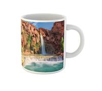 Awowee Taza de café azul Havasu Falls Waterfalls in the Grand Canyon Arizona, taza de té de cerámica de 325 ml, el mejor regalo o recuerdo para familiares, amigos y compañeros de trabajo