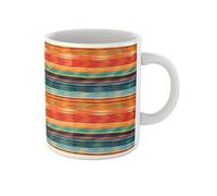 Awowee Taza de café azul hispano de rayas coloridas, patrón naranja, color Guatemala, taza de té de cerámica de 325 ml, el mejor regalo o recuerdo para familiares, amigos y compañeros de trabajo