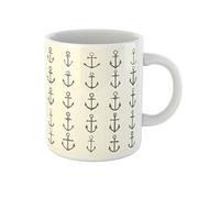 Awowee Taza de café azul marino tatuaje grande de anclas símbolos anclados barco antiguo taza de té de cerámica de 325 ml, el mejor regalo o recuerdo para familiares, amigos, compañeros de trabajo