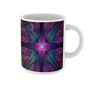 Awowee Taza de café Boson colorido simétrico de vidrieras fractales generadas por computadora abstracta de 325 ml, taza de té de cerámica, el mejor regalo o recuerdo para familiares, amigos y