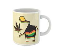 Awowee Taza de café colorida 420 con diseño de hoja de marihuana en amarillo y verde, tazas de té de cerámica de 320 ml, el mejor regalo o recuerdo para familiares, amigos y compañeros de trabajo