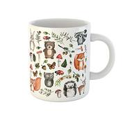 Awowee Taza de café colorida del bosque, animales del bosque, acuarela, imágenes de jardín de infantes, zoológico, taza de té de cerámica de 325 ml, el mejor regalo o recuerdo para familiares, amigos
