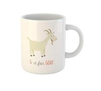 Awowee Taza de café colorida plana de dibujos animados de cabra blanca G Is for Clipart tazas de té de cerámica de 325 ml, el mejor regalo o recuerdo para familiares, amigos y compañeros de trabajo