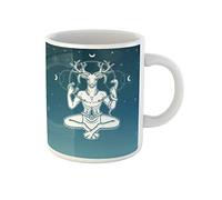 Awowee Taza de café con cuernos de Dios Cernunnos Misticismo Paganismo Esotérico Ocultismo la Noche Taza de té de cerámica de 325 ml, el mejor regalo o recuerdo para familiares, amigos, compañeros de