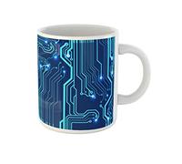 Awowee Taza de café con diseño abstracto de circuito de computadora, chip negro, comunicación, computación, taza de té de cerámica de 325 ml, el mejor regalo o recuerdo para familiares, amigos