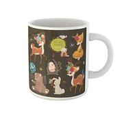 Awowee Taza de café con diseño de animales del bosque, colección de animales del bosque, oso bebé, zorro, conejo, tazas de té de cerámica de 325 ml, el mejor regalo o recuerdo para familiares, amigos