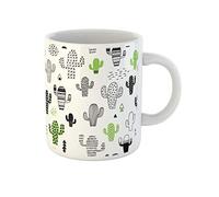 Awowee Taza de café con diseño de cactus del desierto hipster, escandinavo, geométrico, suculentas, niños, tazas de té de cerámica de 325 ml, el mejor regalo o recuerdo para familiares, amigos