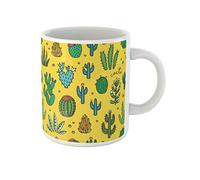 Awowee Taza de café con diseño de cactus para bebé, coloridas suculentas, flores amarillas, boho, botánica, taza de té de cerámica de 325 ml, el mejor regalo o recuerdo para familiares, amigos y