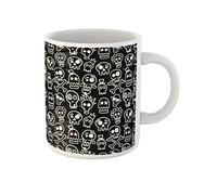 Awowee Taza de café con diseño de calavera en roca negra Doodle Boy Baby de 325 ml, tazas de té de cerámica, el mejor regalo o recuerdo para familiares, amigos y compañeros de trabajo