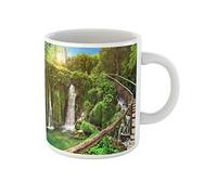 Awowee Taza de café con diseño de cascada increíble en el parque nacional de los lagos de Plitvice, Croacia, Europa, tazas de té de cerámica de 325 ml, el mejor regalo o recuerdo para familiares