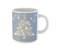 Awowee Taza de café con diseño de concha de mar y árbol de Navidad para clima tropical del sur, tazas de té de cerámica de 325 ml, el mejor regalo o recuerdo para familiares, amigos y compañeros de