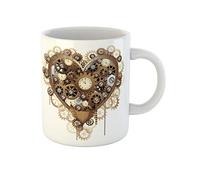 Awowee Taza de café con diseño de corazón steampunk, reloj de San Valentín, mecanismo de tornillo, 325 ml, taza de té de cerámica, recuerdo para familiares, amigos, compañeros de trabajo