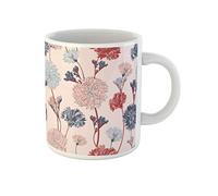 Awowee Taza de café con diseño de crisantemo rosa brillante, diseño abstracto de flores asiáticas de 325 ml, taza de té de cerámica, el mejor regalo o recuerdo para familiares, amigos, compañeros de