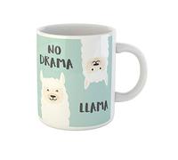 Awowee Taza de café con diseño de dibujos animados Lama No Drama Llama motivacional e inspiradora, taza de té de cerámica de 325 ml, el mejor regalo o recuerdo para familiares, amigos, compañeros de