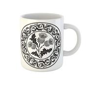 Awowee Taza de café con diseño de flor de cardo y hoja redonda, símbolo de Escocia, taza de té de cerámica de 325 ml, el mejor regalo o recuerdo para familiares, amigos y compañeros de trabajo