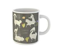 Awowee Taza de café con diseño de llamas, alpaca, flores y cactus, suculentas, cactus, taza de té de cerámica de 325 ml, el mejor regalo o recuerdo para familiares, amigos, compañeros de trabajo