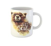 Awowee Taza de café con diseño de oso de acuarela, palabras de oso salvaje, bosque, animales, vida silvestre, lata de 325 ml, taza de té de cerámica, el mejor regalo o recuerdo para familiares, amigos