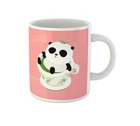 Awowee Taza de café con diseño de panda gigante de dibujos animados tumbado en taza de té de cerámica china de 325 ml, el mejor regalo o recuerdo para familiares, amigos y compañeros de trabajo