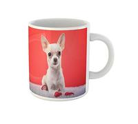 Awowee Taza de café con diseño de perro chihuahua con retrato de animal rojo divertido de 325 ml, taza de té de cerámica, el mejor regalo o recuerdo para familiares, amigos y compañeros de trabajo