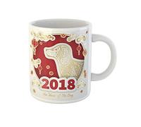 Awowee Taza de café con diseño de perro con símbolo del Año Nuevo chino, 325 ml, taza de té de cerámica, el mejor regalo o recuerdo para familiares, amigos y compañeros de trabajo
