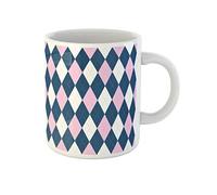 Awowee Taza de café con diseño de rombos en paleta de color rosa y azul oscuro, tazas de té de cerámica de 325 ml, el mejor regalo o recuerdo para familiares, amigos y compañeros de trabajo