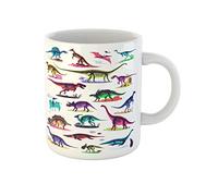 Awowee Taza de café con diseño de siluetas de dinosaurios, esqueletos, dinosaurios, fósiles, comparación de tamaños, tazas de té de cerámica realistas de 325 ml, el mejor regalo o recuerdo para