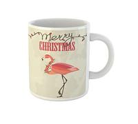 Awowee Taza de café con diseño tropical de flamenco rosa, diseño tropical de Papá Noel, 325 ml, tazas de té de cerámica, el mejor regalo o recuerdo para familiares, amigos y compañeros de trabajo