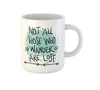 Awowee Taza de café con eslogan Not All Those Who Wander Are Lost Travel de 325 ml, taza de té de cerámica, el mejor regalo o recuerdo para familiares, amigos y compañeros de trabajo