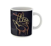 Awowee Taza de café con la mano humana sosteniendo la quema de fumar adicción a los cigarrillos, consumo de drogas, taza de té de cerámica de 325 ml, el mejor regalo o recuerdo para familiares, amigos