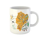 Awowee Taza de café con mapa de Ecuador y las Islas Galápagos All Main Tourist, tazas de té de cerámica de 325 ml, el mejor regalo o recuerdo para familiares, amigos y compañeros de trabajo