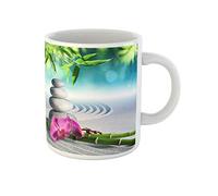 Awowee Taza de café con orquídea de arena morada y piedras de masaje en jardín zen, taza de té de cerámica de 325 ml, el mejor regalo o recuerdo para familiares, amigos y compañeros de trabajo