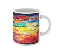 Awowee Taza de café con paleta de pintura al óleo, diseño abstracto, pintor artesanal, taza de té de cerámica de 325 ml, el mejor regalo o recuerdo para familiares, amigos, compañeros de trabajo
