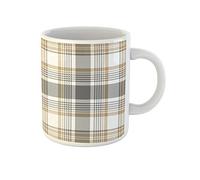Awowee Taza de café con patrón beige dorado platino a cuadros gris tartán de 325 ml, taza de té de cerámica, el mejor regalo o recuerdo para familiares, amigos y compañeros de trabajo