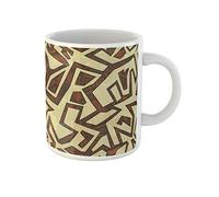 Awowee Taza de café con patrón de efecto antiguo geométrico mexicano Pueblo Southwest Swirl American 325 ml, tazas de té de cerámica, el mejor regalo o recuerdo para familiares, amigos, compañeros de