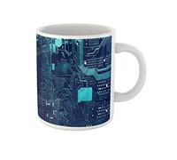 Awowee Taza de café con placa de circuito electrónico con tecnología de hardware de computadora, placa base, chip digital, tazas de té de cerámica de 325 ml, el mejor regalo o recuerdo para familiares