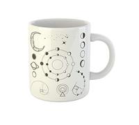 Awowee Taza de café con símbolos de astrología y alquimia, signos de fases lunares esotéricas, tazas de té de cerámica de 325 ml, el mejor regalo o recuerdo para familiares, amigos, compañeros de
