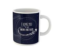Awowee Taza de café con texto en inglés "I Love You to the Moon and Back Hearts", taza de té de cerámica de 325 ml, el mejor regalo o recuerdo para familiares, amigos y compañeros de trabajo