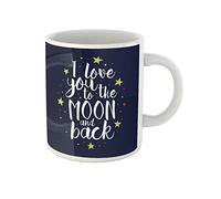 Awowee Taza de café con texto en inglés "I Love You to the Moon and Back" romántica de 325 ml, taza de té de cerámica, el mejor regalo o recuerdo para familiares, amigos y compañeros de trabajo