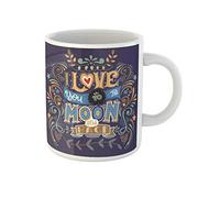 Awowee Taza de café con texto en inglés "I Love You to the Moon and Back" romántica de 325 ml, taza de té de cerámica, el mejor regalo o recuerdo para familiares, amigos y compañeros de trabajo