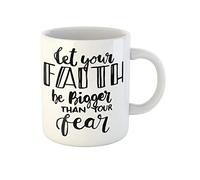 Awowee Taza de café con texto en inglés "Let Your Faith Be Bigger Than Fear", taza de té de cerámica de 325 ml, el mejor regalo o recuerdo para familiares, amigos y compañeros de trabajo