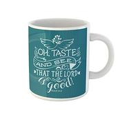 Awowee Taza de café con texto en inglés "Oh Taste and See That", taza de té de cerámica de 325 ml, el mejor regalo o recuerdo para familiares, amigos y compañeros de trabajo