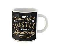 Awowee Taza de café con texto en inglés «The Dream Is Free But Hustle» se vende por separado, estilo vintage, de cerámica, de 325 ml, el mejor regalo o recuerdo para familiares, amigos y compañeros de