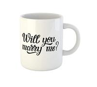 Awowee Taza de café con texto en inglés "Will You Marry Me" para boda, familia, hogar, taza de té de cerámica de 325 ml, el mejor regalo o recuerdo para familiares, amigos y compañeros de trabajo