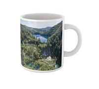 Awowee Taza de café con vista aérea de la hermosa naturaleza en los lagos de Plitvice, taza de té de cerámica de 325 ml, el mejor regalo o recuerdo para familiares, amigos y compañeros de trabajo