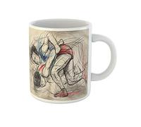Awowee Taza de café convertida de la serie de artes marciales Greco Roman Wrestling Is 325 ml, taza de té de cerámica, el mejor regalo o recuerdo para familiares, amigos y compañeros de trabajo